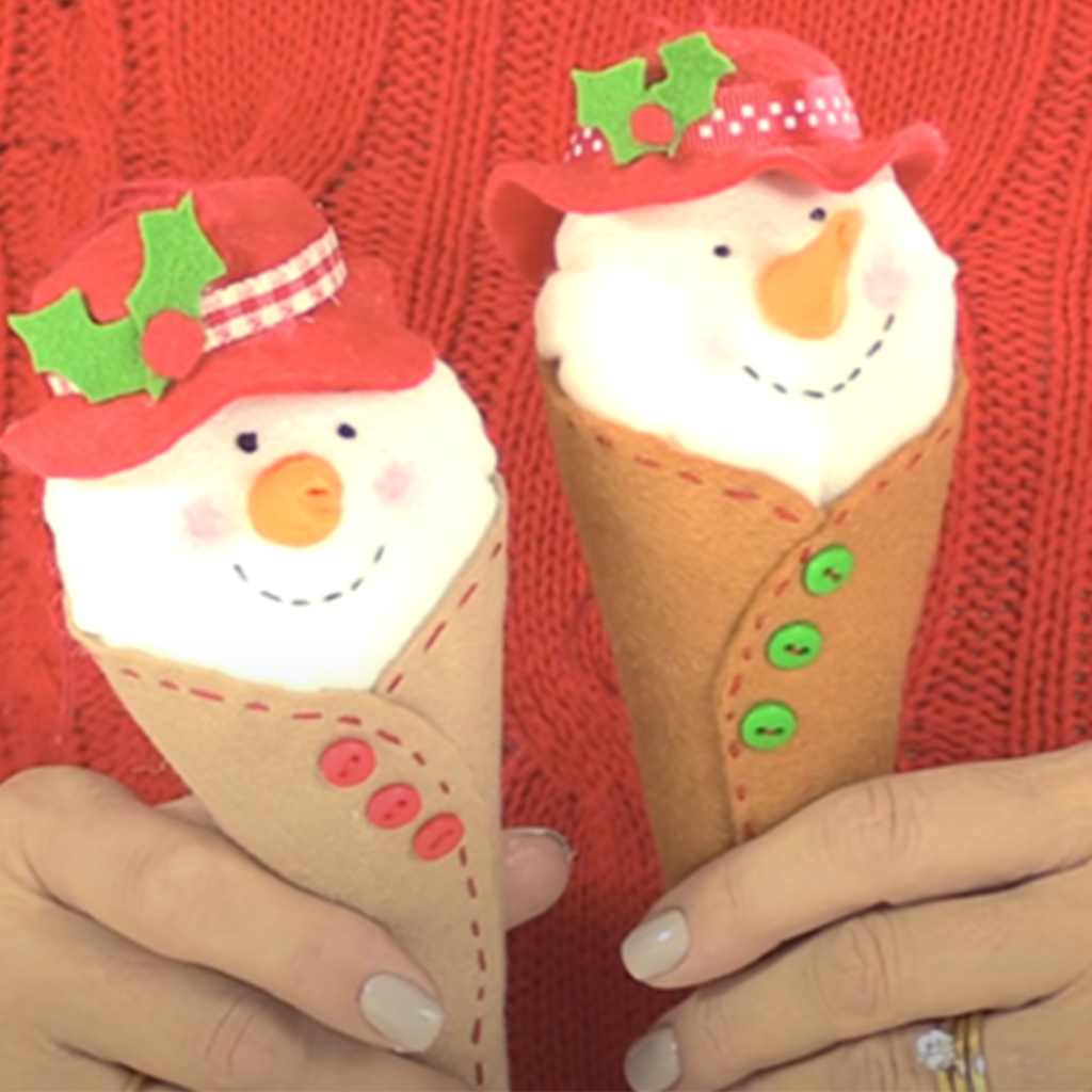 How to sew Felt Snowman Cones – Christmas Tree Decorations