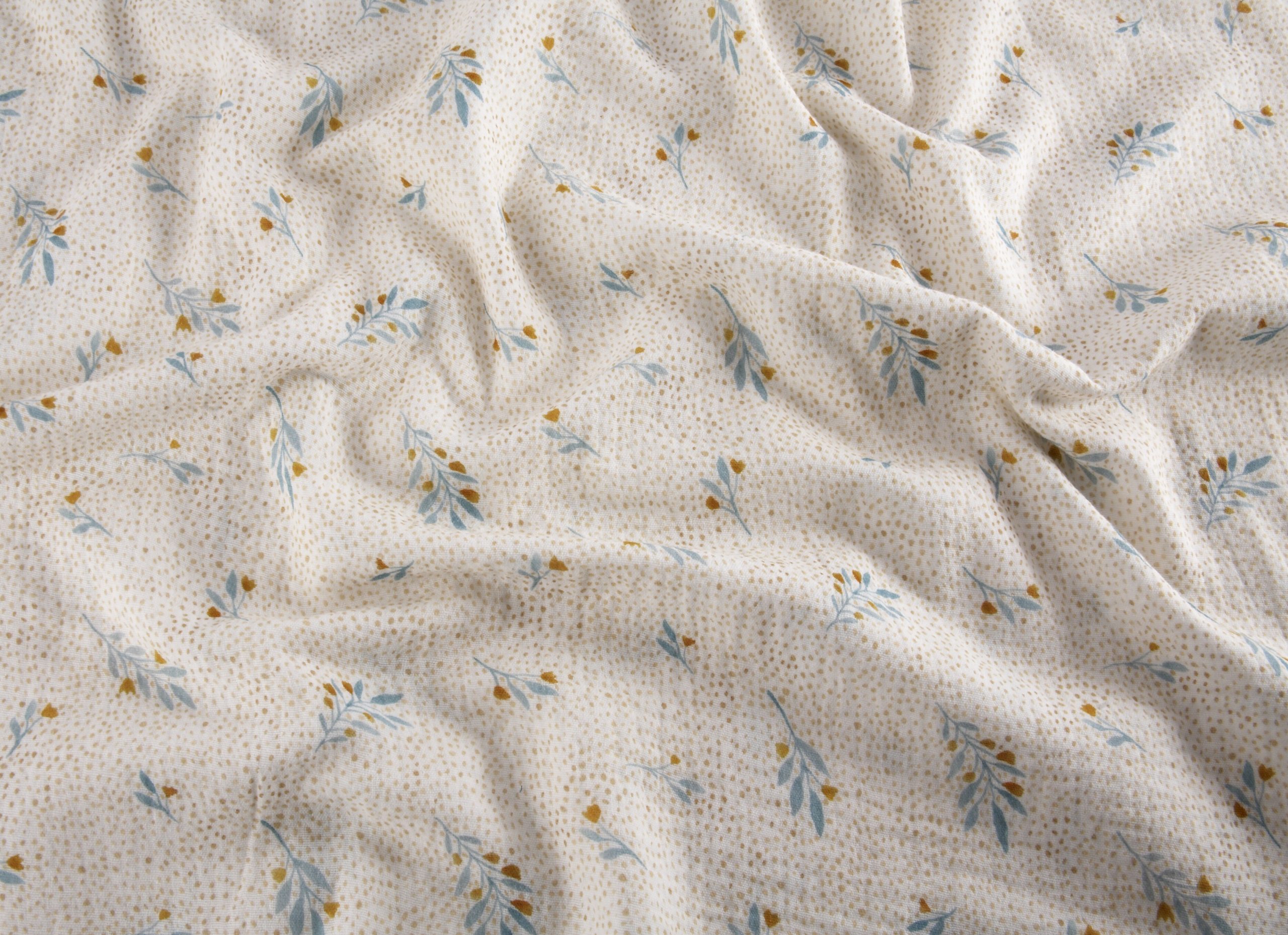 EOB 1.5m Piece Double Gauze Pretty Leaves - Light Cream