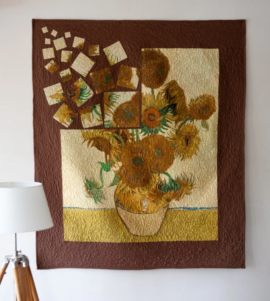 Create Your Own Masterpiece: Pixelated Squares and Free Motion Quilting Tutorial for a Van Gogh Sunflowers Quilt