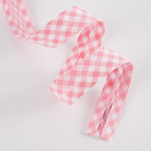 Bias Binding - 18mm Gingham Pale Pink - 25m roll