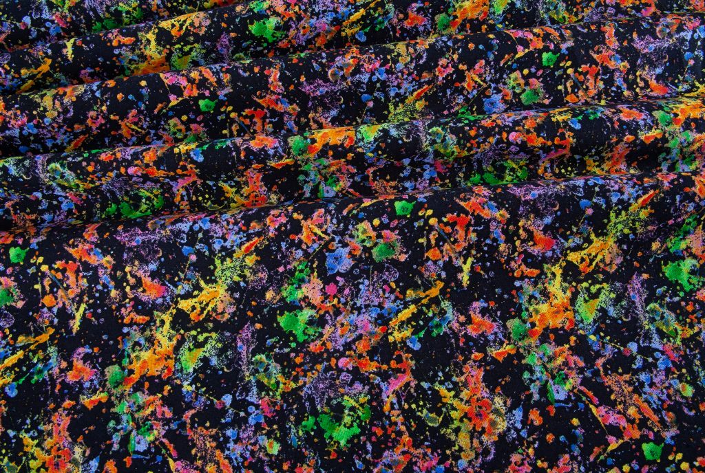 Extra Wide Backing Fabric 108" Paint Splats on Black Debbie Shore