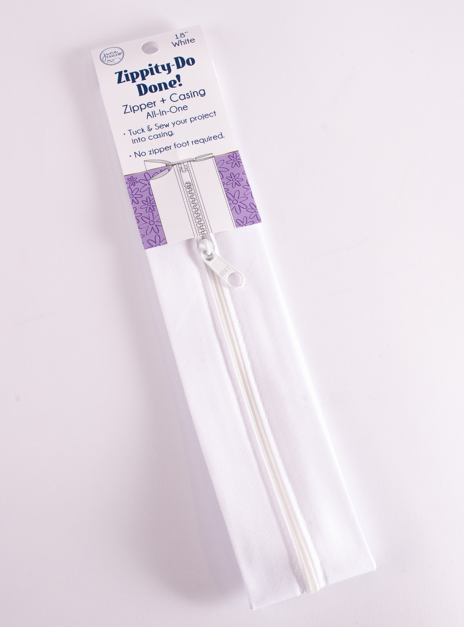 Zippity-Do-Done Pre Sewn Zip by June Tailor - White