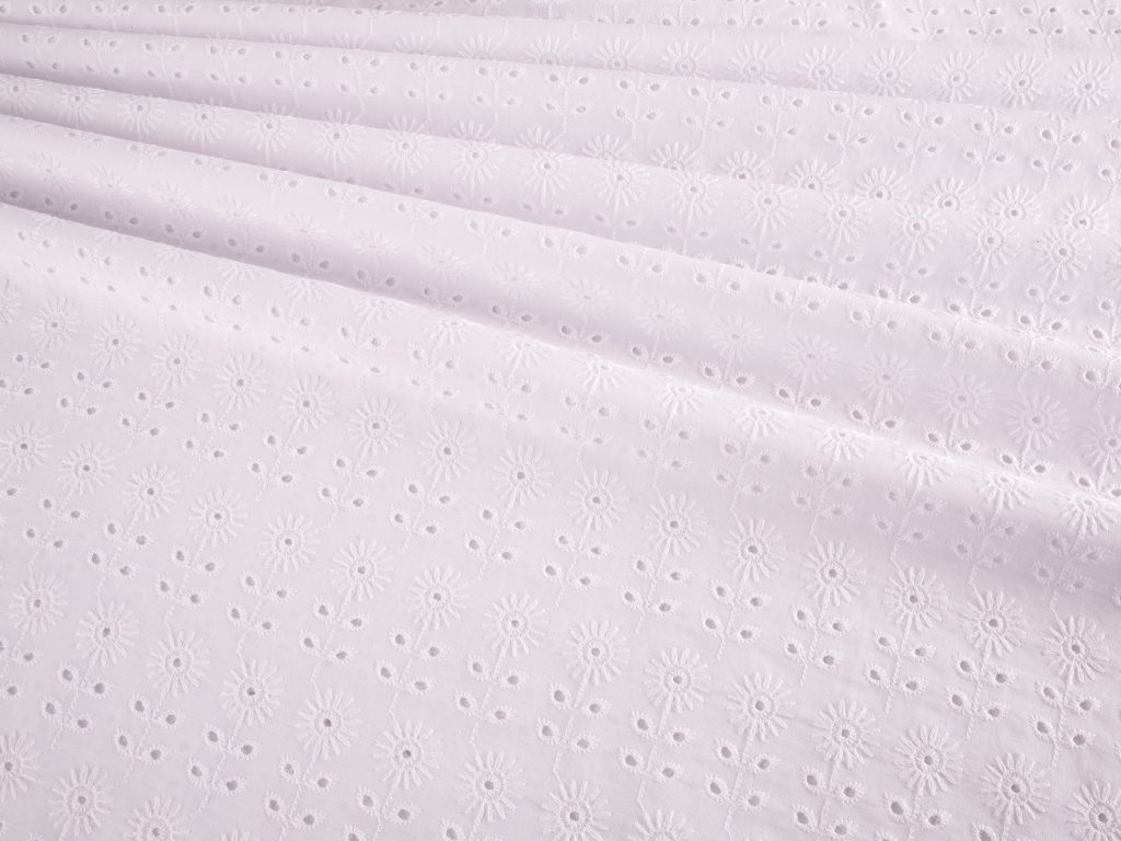 Embroidered Voile - Sunflowers White