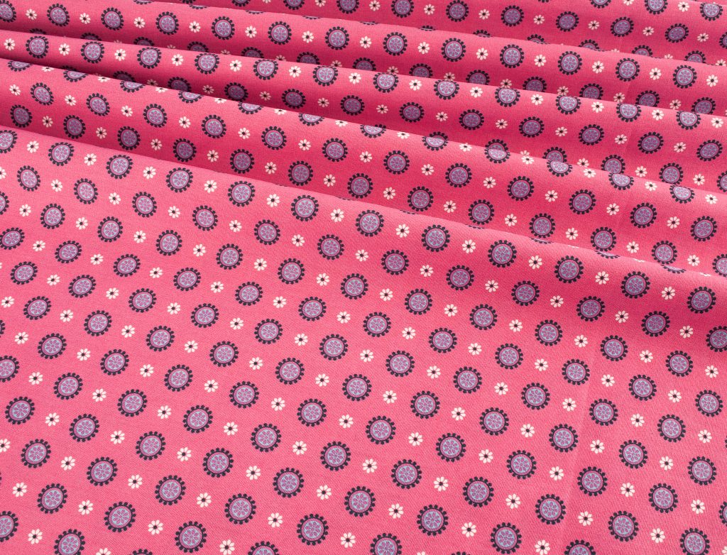 Pink Flower Tile Cotton Poplin