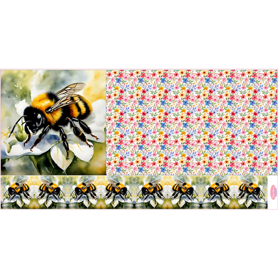 Bee cushion panel - White Flower - Image 2