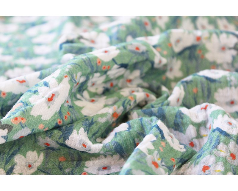 Little Johnny Mystical Daisy Double Gauze - Sage - Image 2