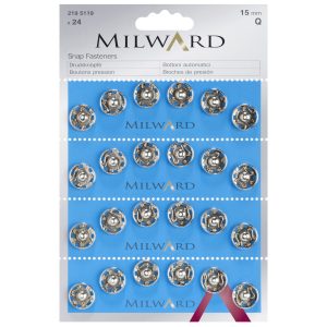 Milward Snap Fasteners - Silver 15mm 24 Pieces