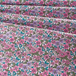 EOB Cotton Poplin Floral - Pink and Purple Flowers - 1.5m piece