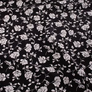 20% off Poly Crinkle - Two Toned Black and White Floral