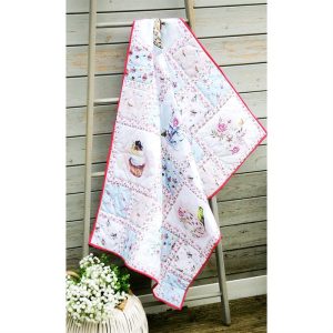 Birds and Teacups Quilt Top Panel - with Free cushions panel!