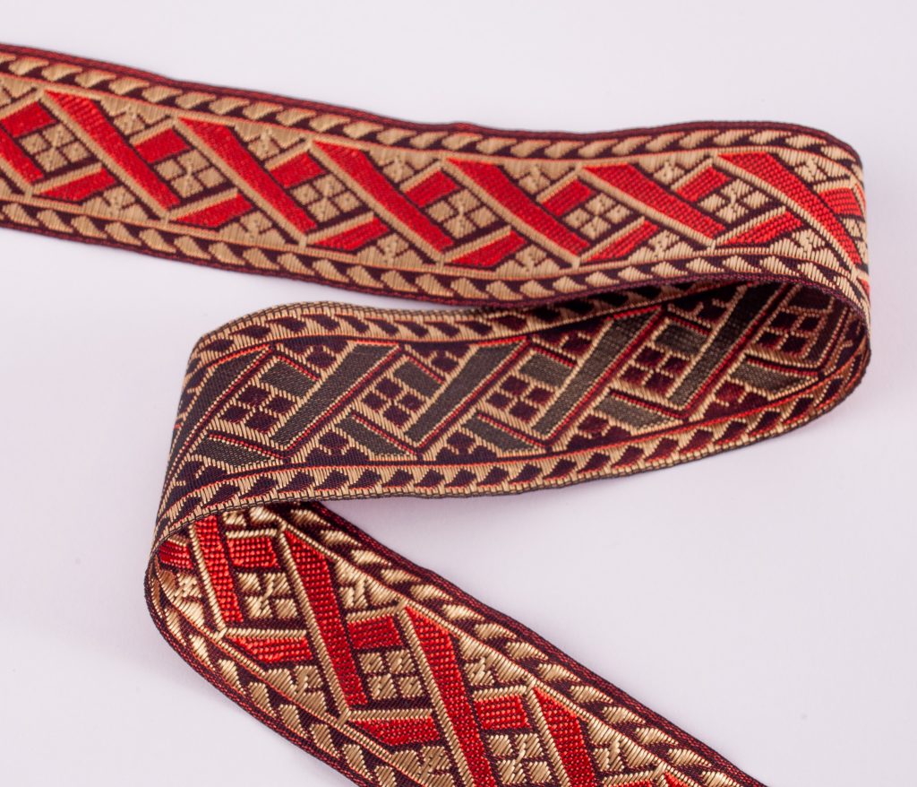 Red and Gold Braid Trim - 33mm wide