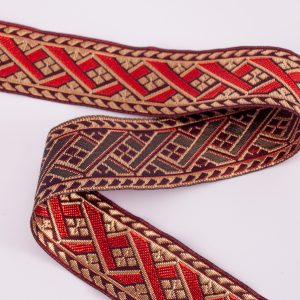 Red and Gold Braid Trim - 33mm wide