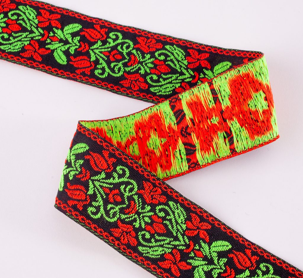 Black and Red Floral Braid Trim - 33mm wide