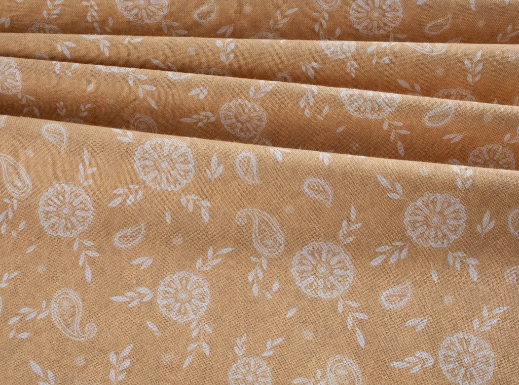 Linen Look Canvas - Mustard Paisley Floral