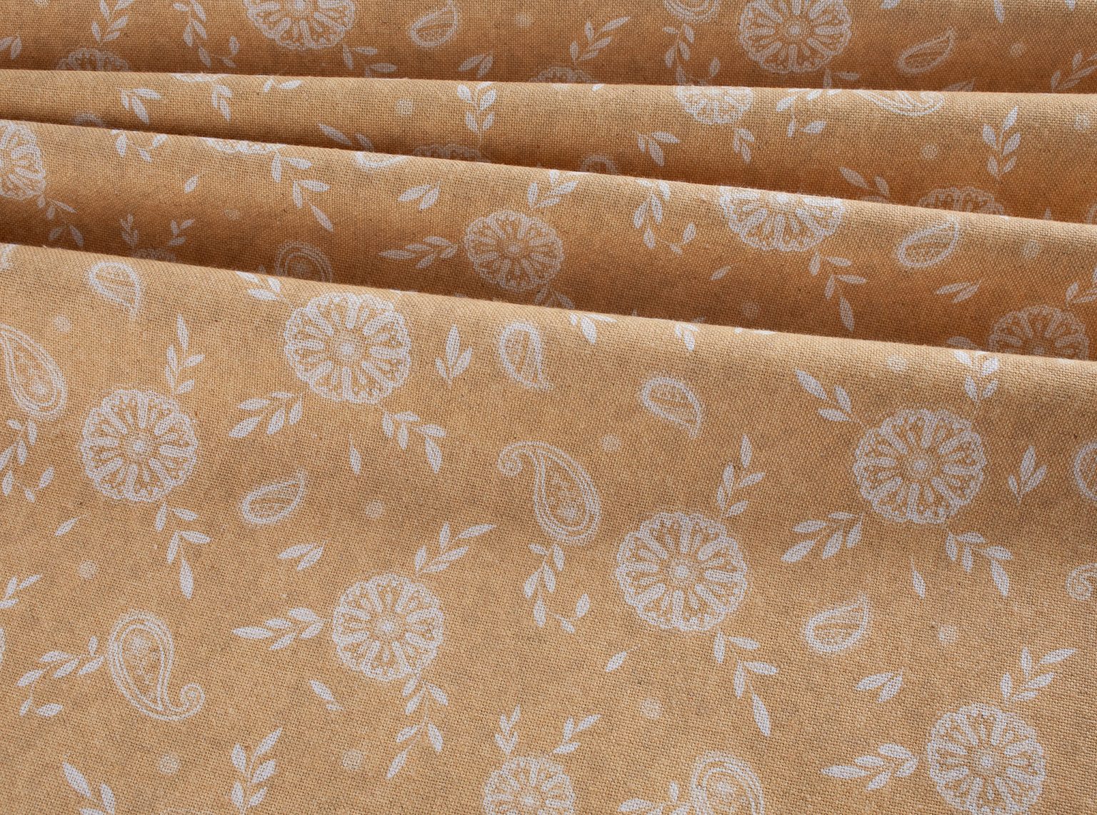Linen Look Canvas Mustard Paisley Floral Debbie Shore Sewing