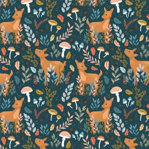 Cloud 9 Fabrics Organic Cotton - Woodland Creatures Dancing Deer