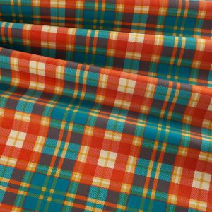 Little Johnny Fabrics - Digital Printed Tartan Teal/Rust