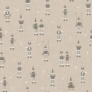 EOB Cotton Panama - Linen Look Christmas Winter Dolls 0.5m piece