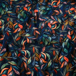 EOB Leaves Viscose -Navy 2.4m piece