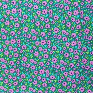 Polycotton - Daisies on Green