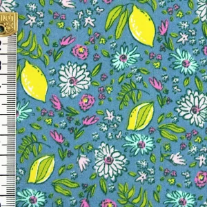 Polycotton - Lemons on Blue