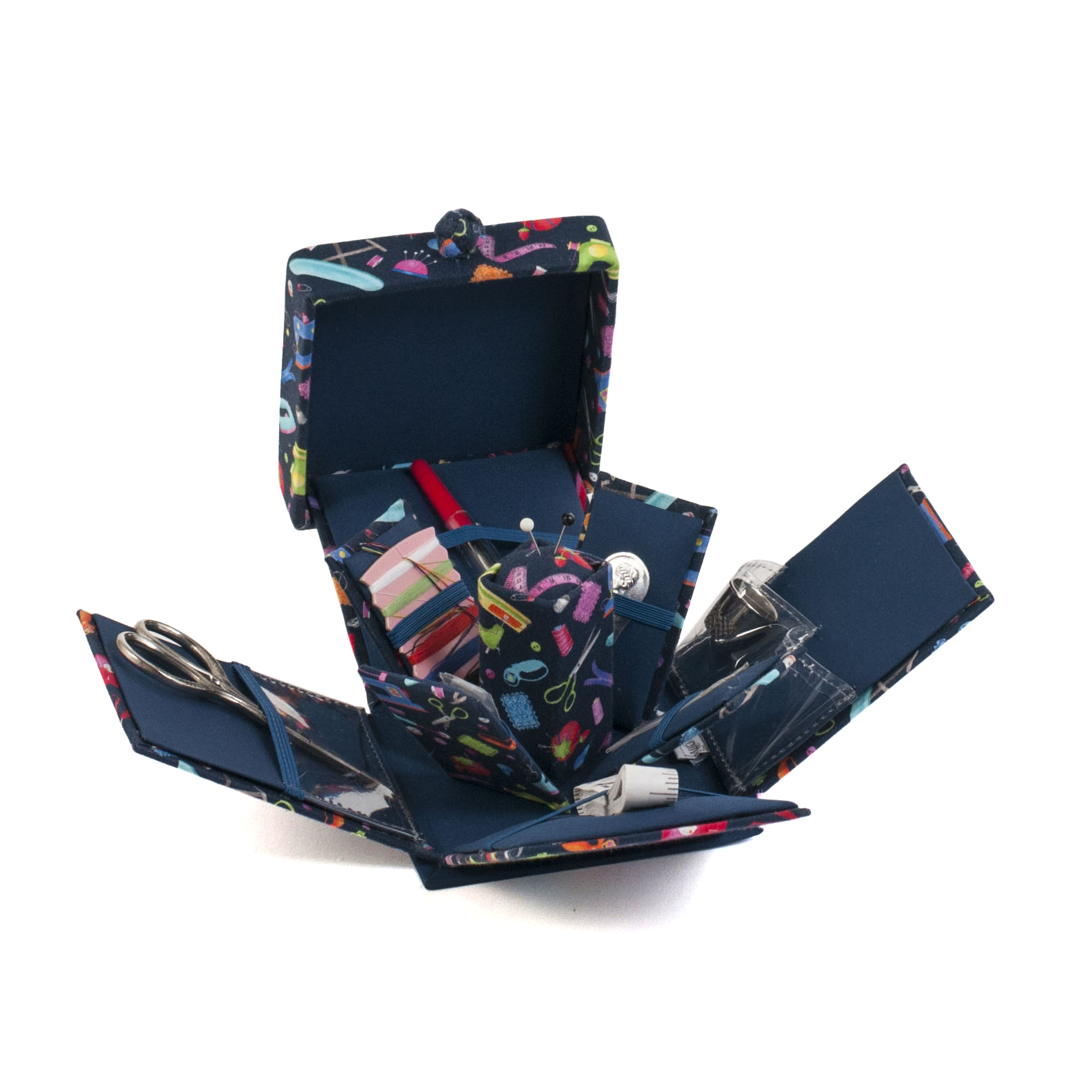 Victorian Sewing Kit - Square Mini Sewing Machines Navy