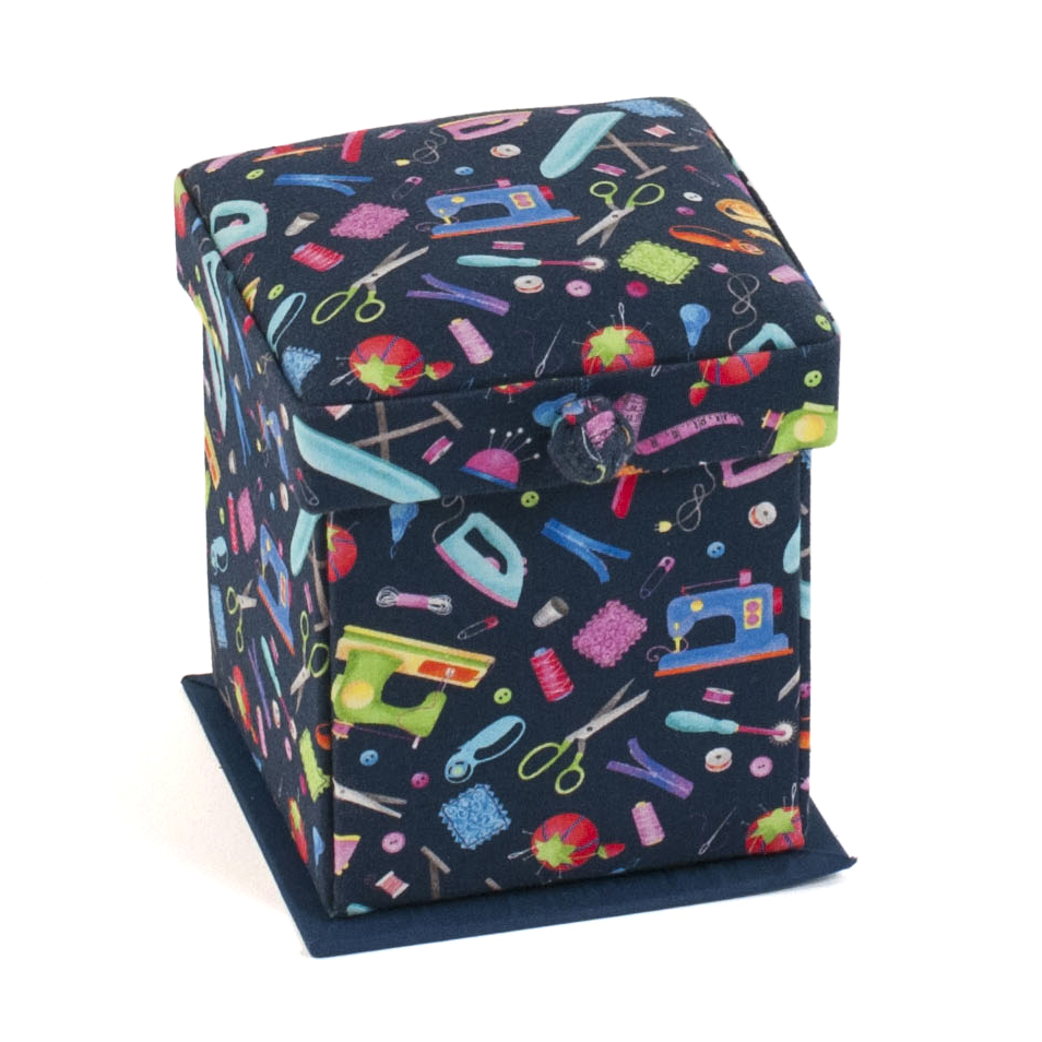 Victorian Sewing Kit - Square Mini Sewing Machines Navy - Image 2