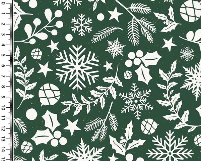 Cotton Poplin Festive Botanicals - Green