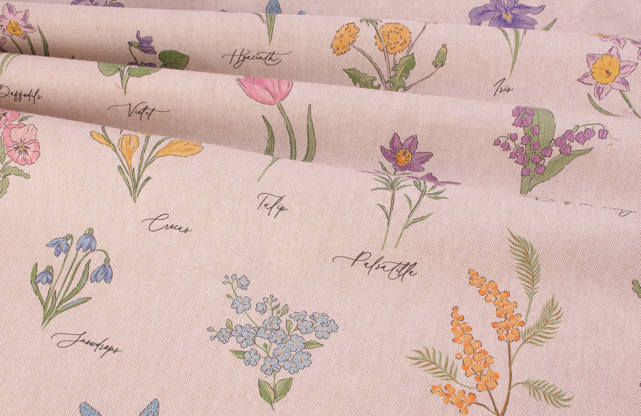 Recycled Linen Look Digital Canvas - Flower Names