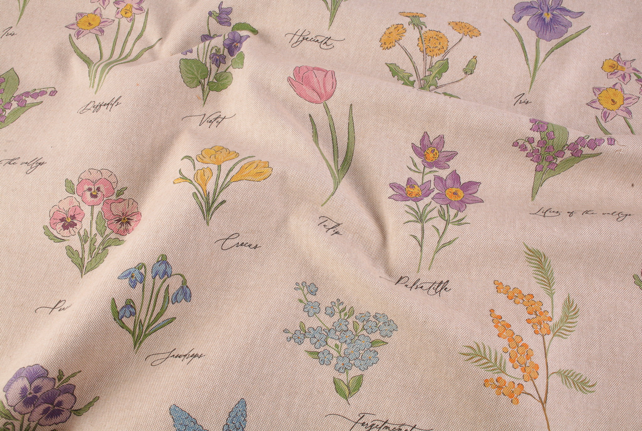 Recycled Linen Look Digital Canvas - Flower Names - Image 2