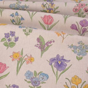 Recycled Linen Look Digital Canvas - Country Flowers