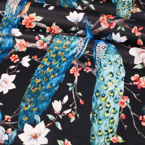 Recycled Digital Velvet Peacocks Large