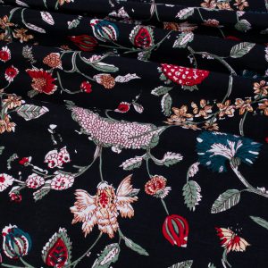 Bhawana Block Printed Cotton - Black Flroal