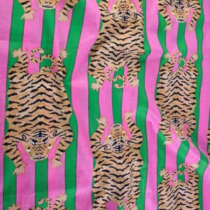 Bhawana Screen Printed Cotton - Tiger Stripe Lilac and Green