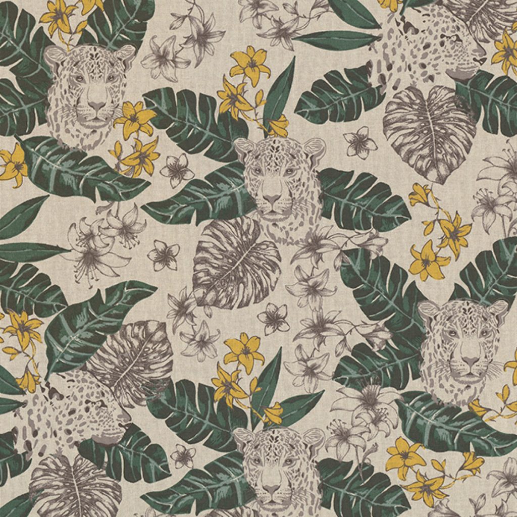 30% off Tropical Leopard Linen Look Fabric