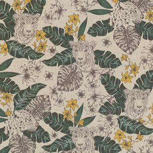 Tropical Leopard Linen Look Fabric
