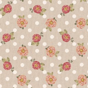 Rose Dots Linen Look Cotton Panama Fabric
