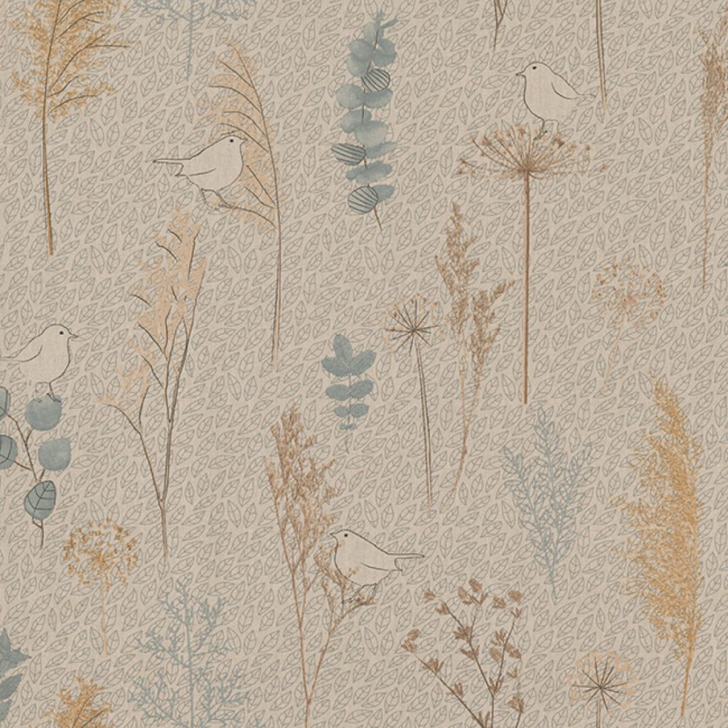 Nordic Birds Linen Look Fabric