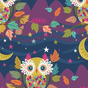 3 Wishes Fabrics - Living Wild: Whimsical Wisdom Navy