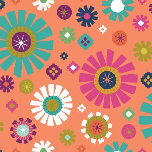 3 Wishes Fabrics - Living Wild: Geo Floral Orange