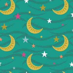 3 Wishes Fabrics - Living Wild: Stars and Moons Turquoise