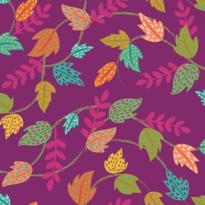 3 Wishes Fabrics - Living Wild: Leaf Vines Purple