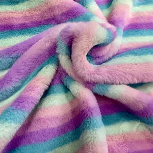 Soft and Colourful Stripe Rainbow Plush Fur - Pastel
