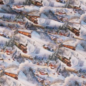 Little Johnny Fabrics - Snowy Train Scene