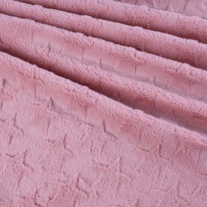 Short Plush Stars Faux Fur Fleece - Rose Pink