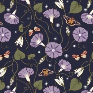 Michael Miller - Nocturnal Garden: Mystic Moonflower Navy