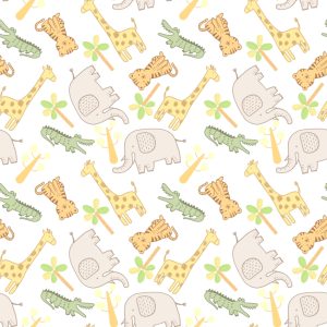 FIN Fabrics – Callie's Choice: Safari Animals White