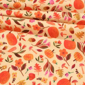 Michael Miller - Autumn Breeze: Pumpkin Floral Butter Yellow