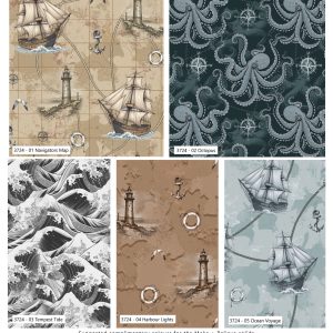 Make + Believe Organic Cotton - Sail Across the Sea 5 Fat Quarter Pack