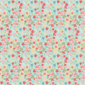 Poppie Cotton - Rosy Cheeks: Strawberry Roses Blue